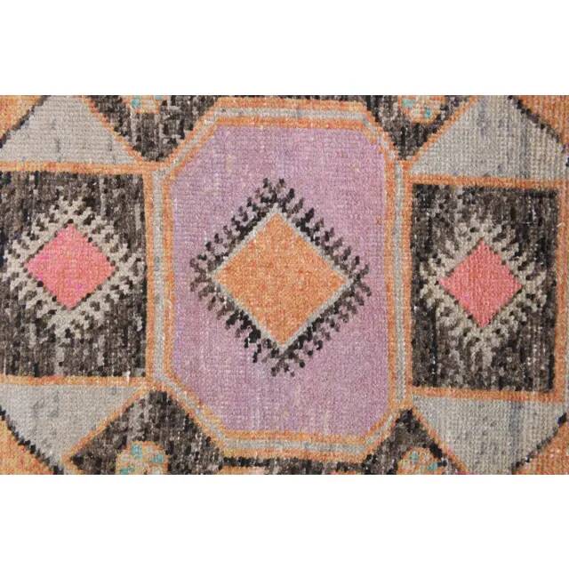 Tapis couloir vintage turc Oushak fait à la main en laine et coton orange 75x330