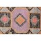 Tapis couloir vintage turc Oushak fait à la main en laine et coton orange 75x330