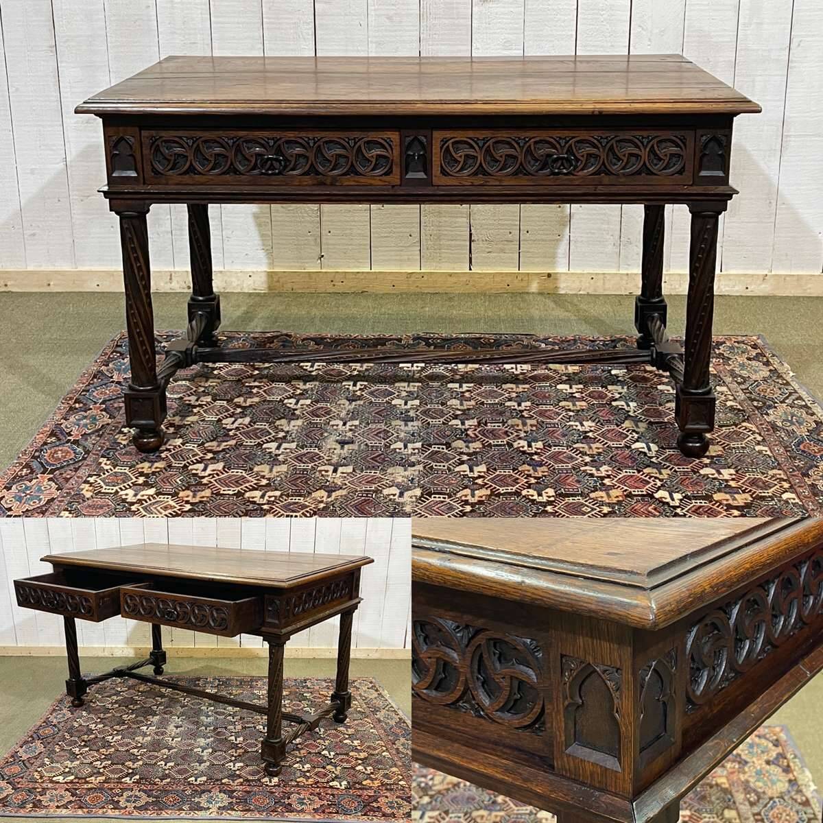 Late 19th century Gothic style oak desk