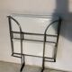 Vintage folding dessert table in chrome metal with enamelled trays.