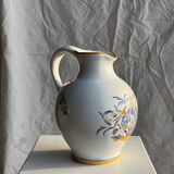 Carafe blanche peinte bouquet bleu et jaune H22