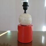 Pair of red and white ceramic lamps from the 80s