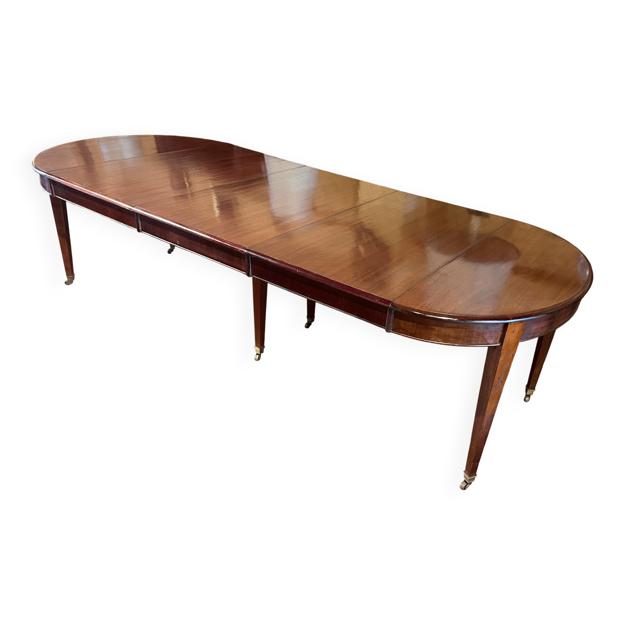 Extensible Louis XVI mahogany dining table with band - 19th century