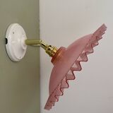 Vintage pink plastic lampshade wall light