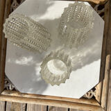 Set of 3 old chiseled glass tulips