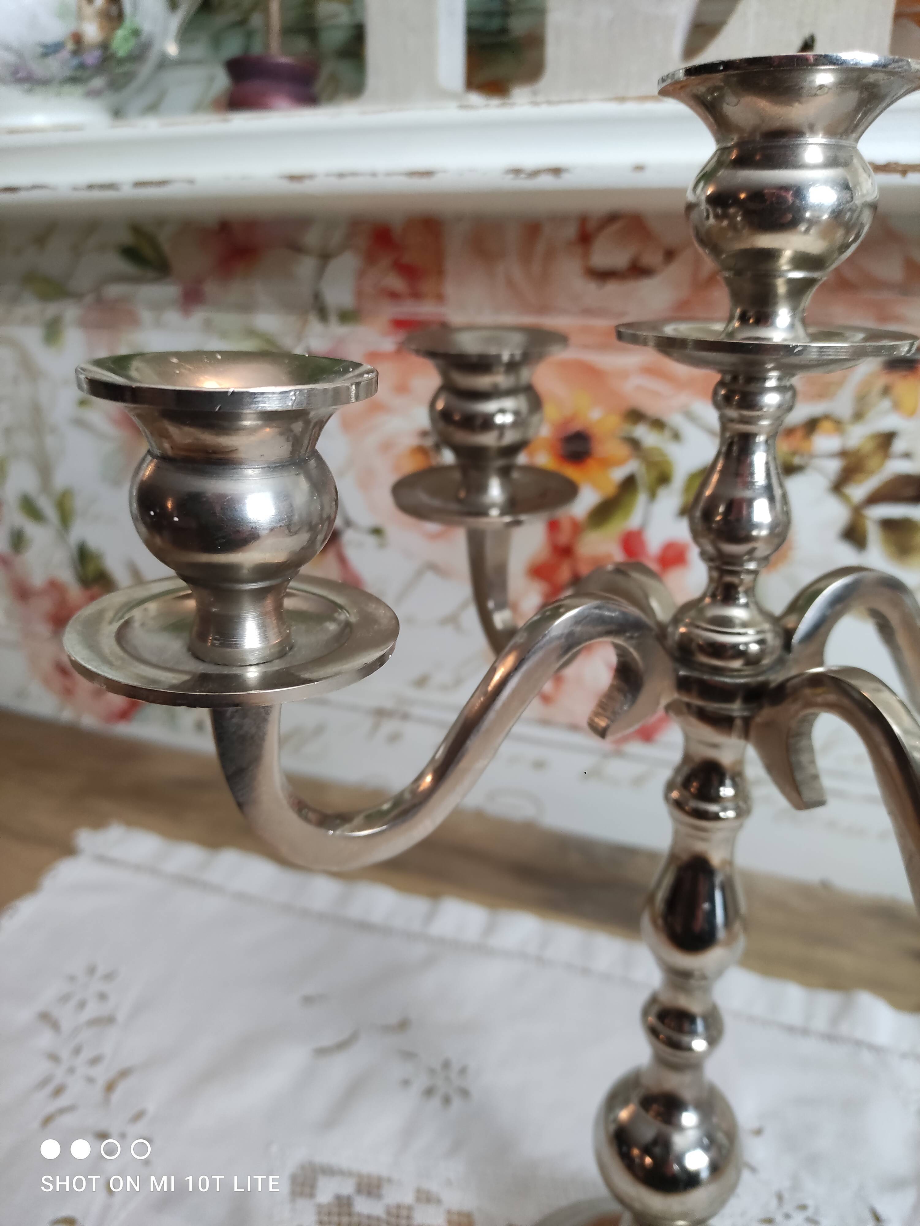 Chandelier 5 branches in silver metal color