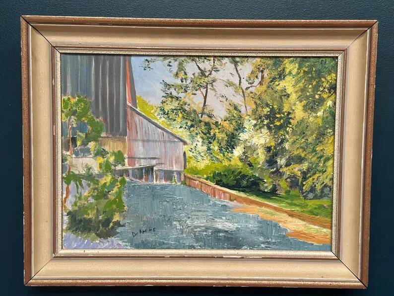 Original Swedish Oil on Canvas – "Cascade" – Signed – Vintage and Framed – 53 × 68.5 cm (20.9" × 27")
