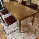 Varnished oak farmhouse table