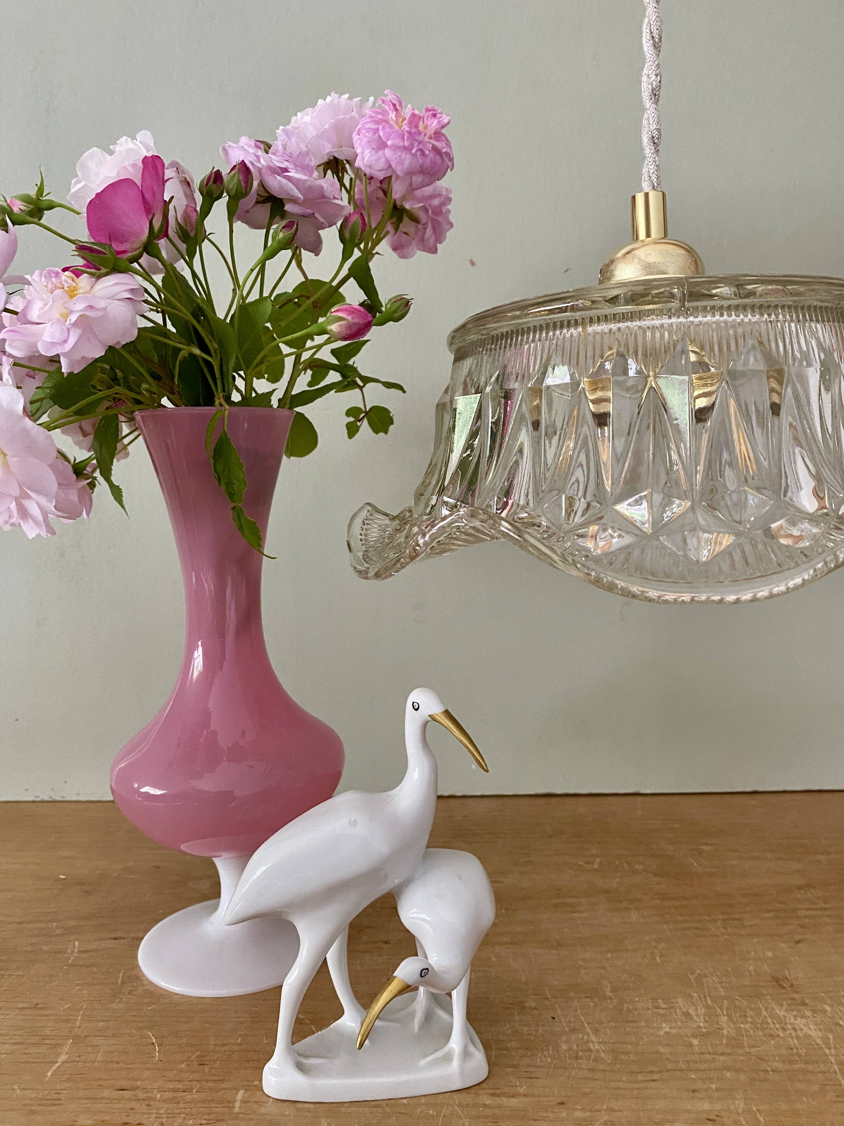 Vintage molded glass lampshade pendant light - tableware collection -