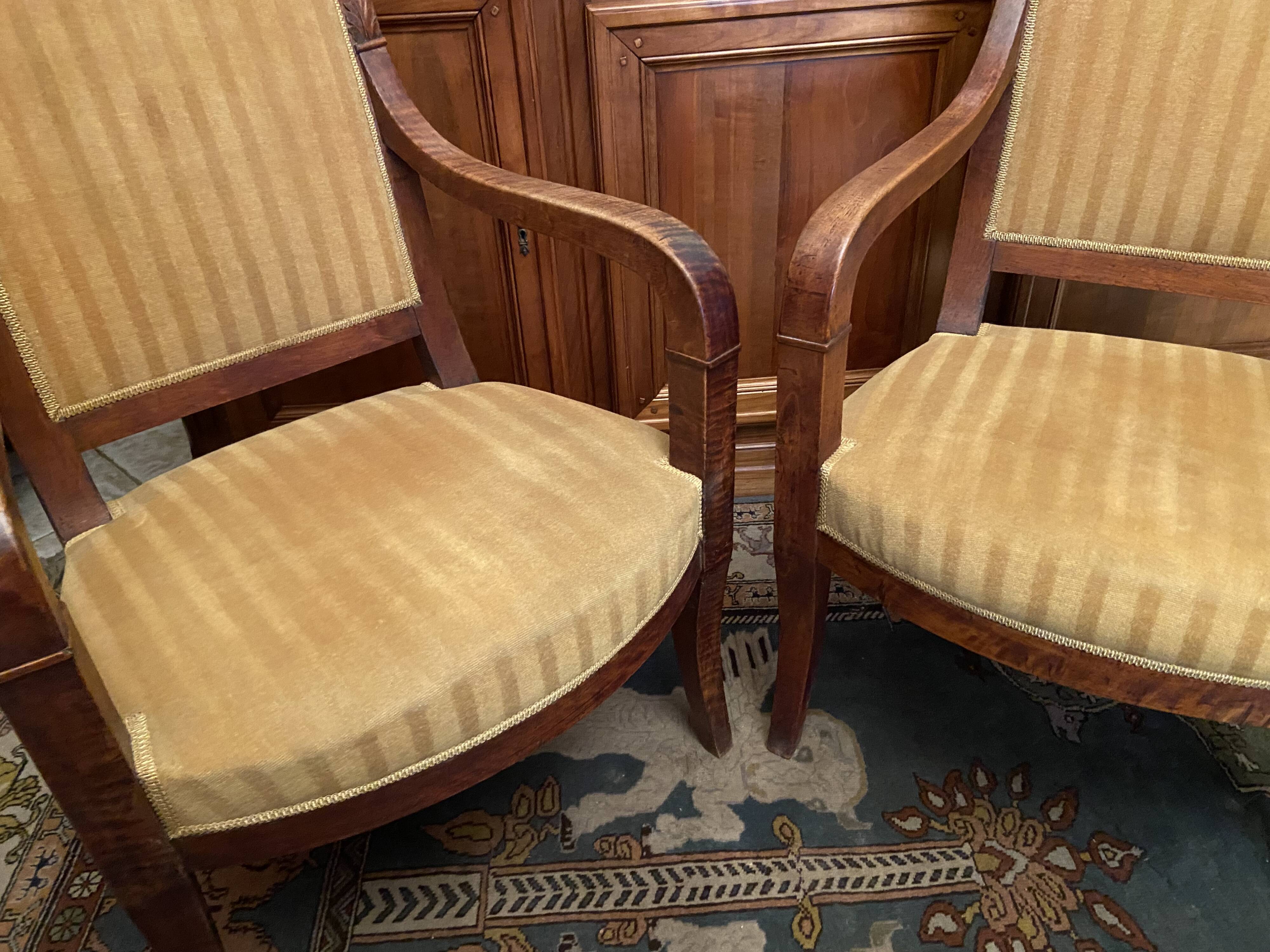 Pair of XIXth armchairs in solid walnut