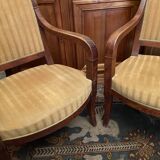 Pair of XIXth armchairs in solid walnut