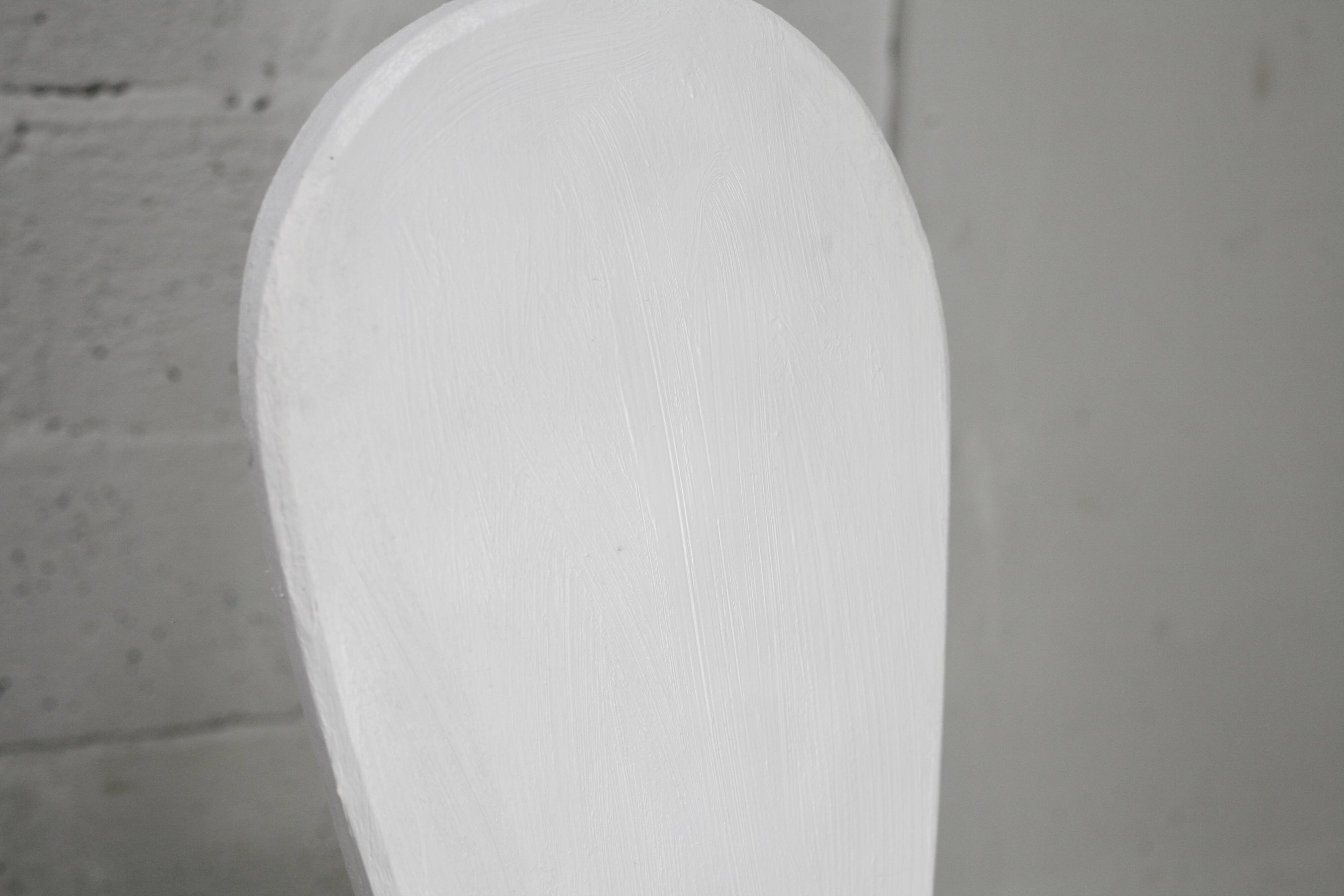 Pair of tripod chairs, gouged seats. Brutalist, circa 1960. Painted wood.