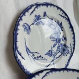 6 antique plates Creil & Montereau Sunflower model blue – 19th century