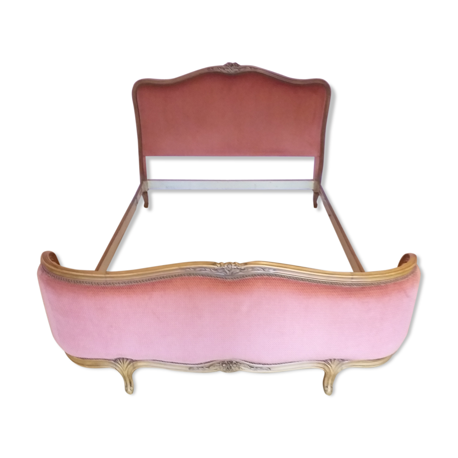 Louis XV-style solid oak basket bed