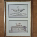 Framed Pencil and Watercolour Drawings, Decorative Art Inspiration, 19th Century
