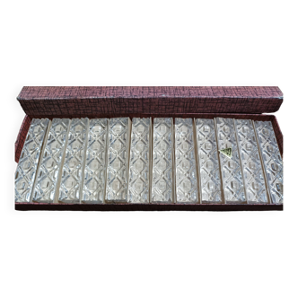 12 Antique glass knife holders with their original Lead Crystal box