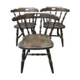Série de 3 chaises anciennes bistrot western yugoslavia kilfer z4 bois vintage