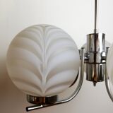 Chrome and opaline chandelier 70s