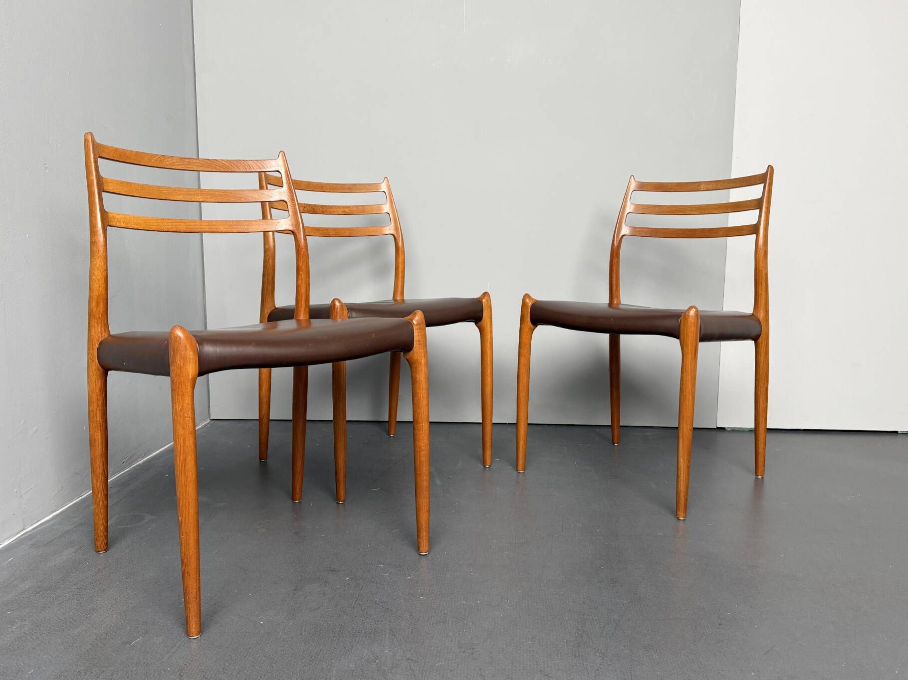 Set of 3 teak chairs, model 78 by Niels Otto Möller for JL Möllers Möbelfabrik, Denmark, 1960s