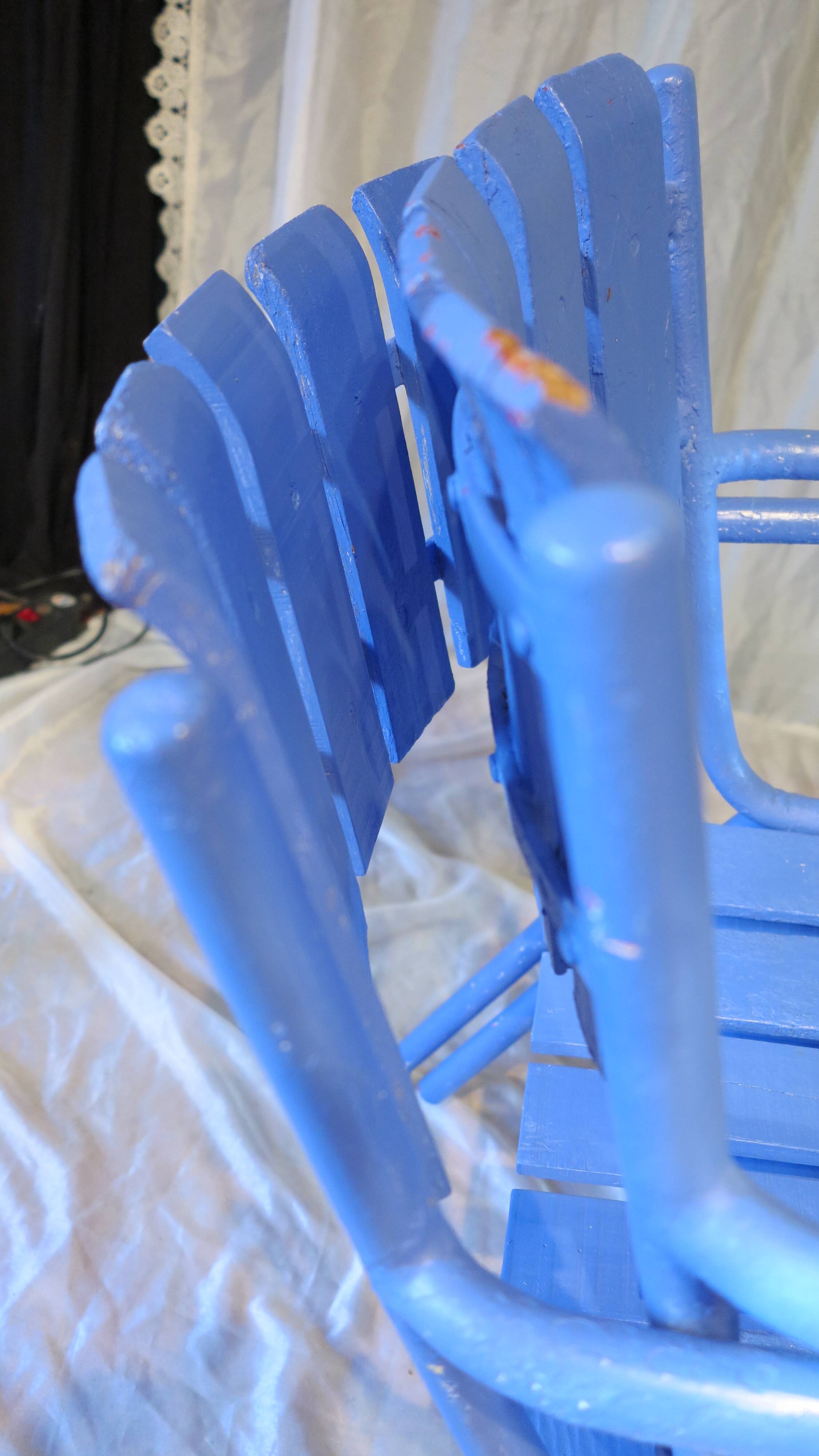 Pair of ultramarine blue garden or patio armchairs