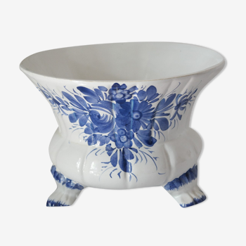 Cache pot céramique faïence  bleu delft