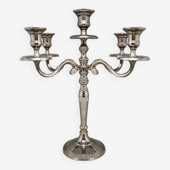 1950s Stunning Candelabra for Five Candles in Stainless Steel. Handmade. Made in Italy