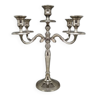 1950s Stunning Candelabra for Five Candles in Stainless Steel. Handmade. Made in Italy