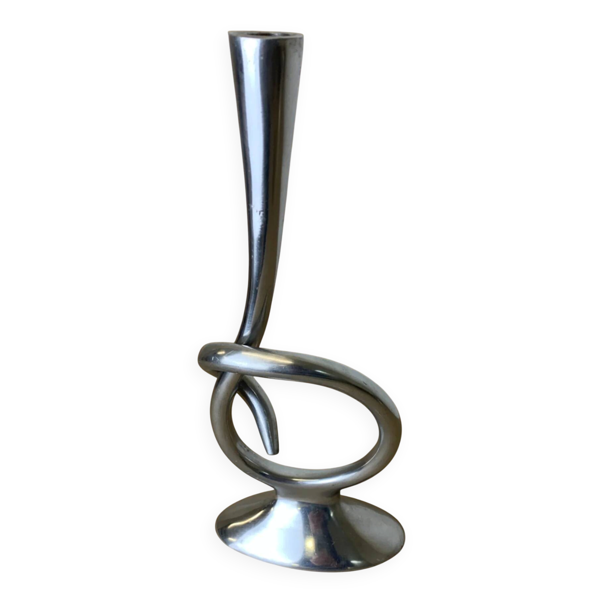 Biomorphic candleholder, solid aluminium, Spain, 1970s