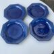 4 octagonal flat plates terre de Provence blue ceramic glazed vintage