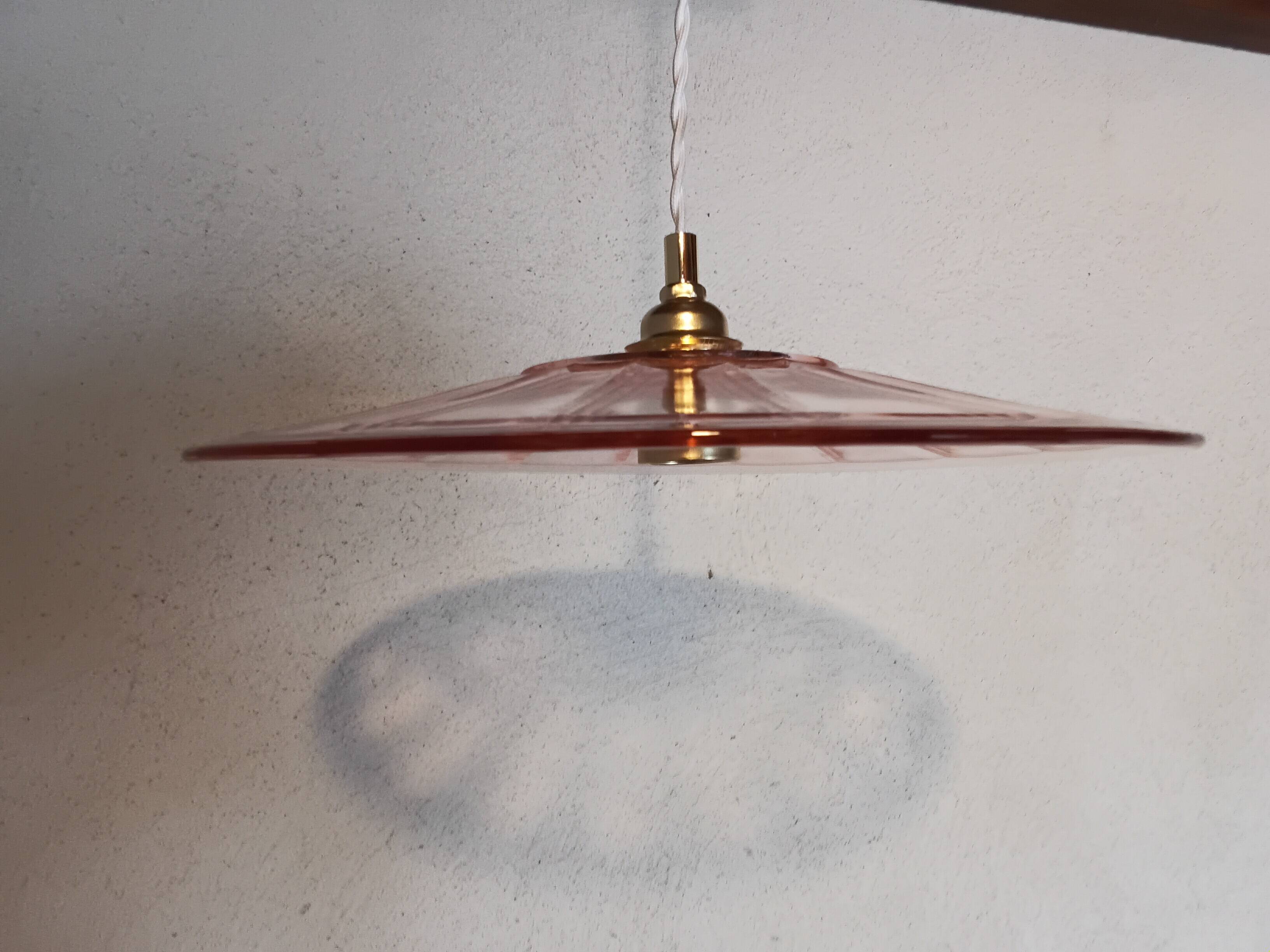 Vintage pink glass pendant light