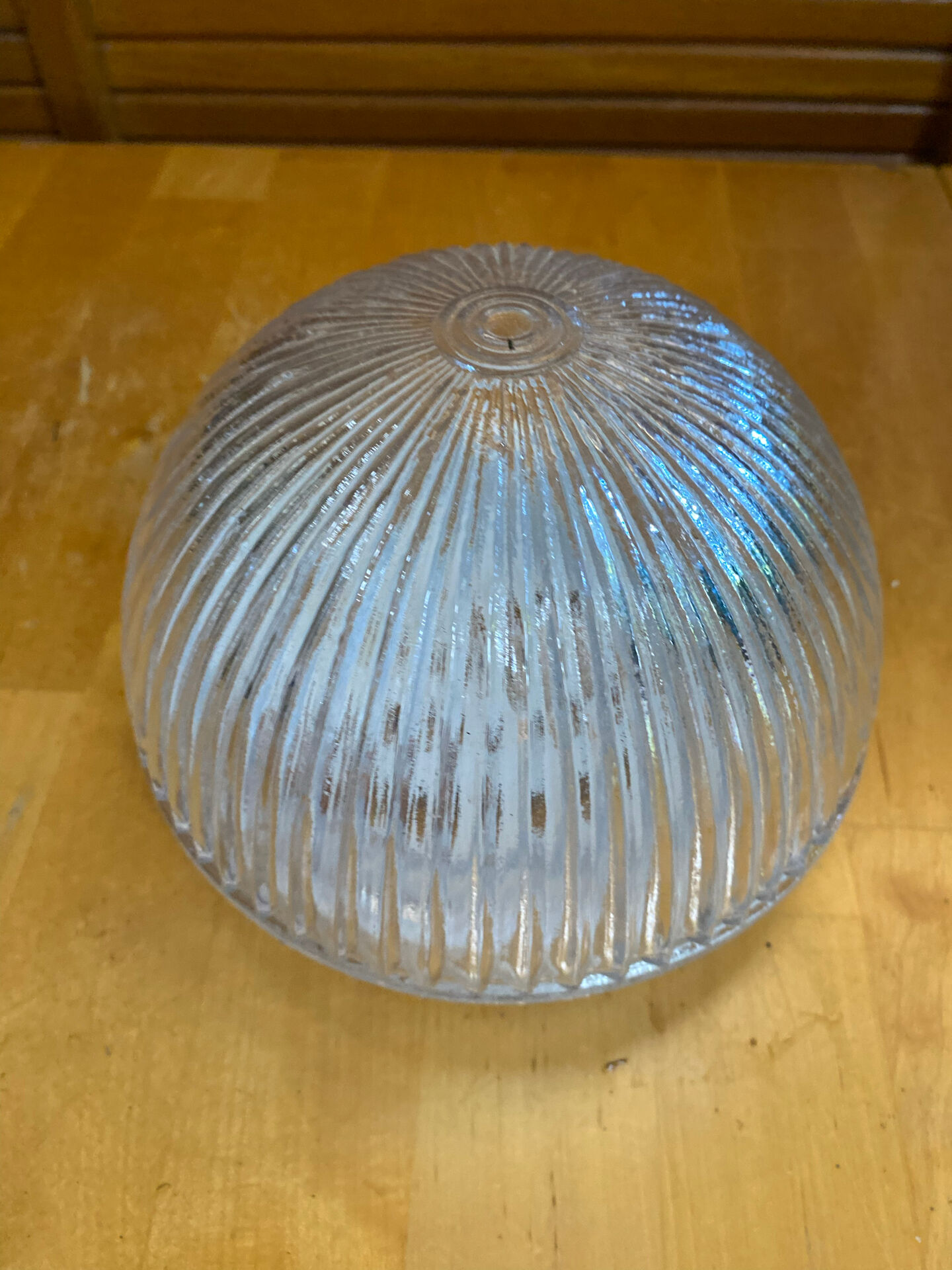 Vintage White Metal Support + Moulded Glass Ceiling Light Fixture