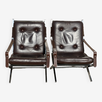 Paire de fauteuils vintage pliants par Robert Duran 1970