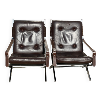 Pair of vintage folding armchairs by Robert Duran 1970