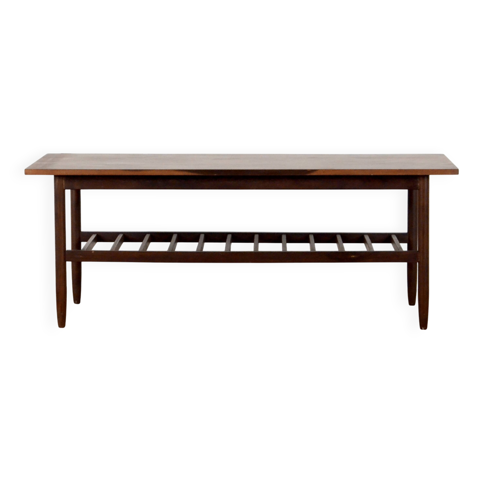 Vintage Midcentury Danish Two Tier Slatted Coffee Table In Afromosia.