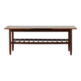 Table basse danoise vintage du milieu du siècle à deux niveaux en Afromosia.