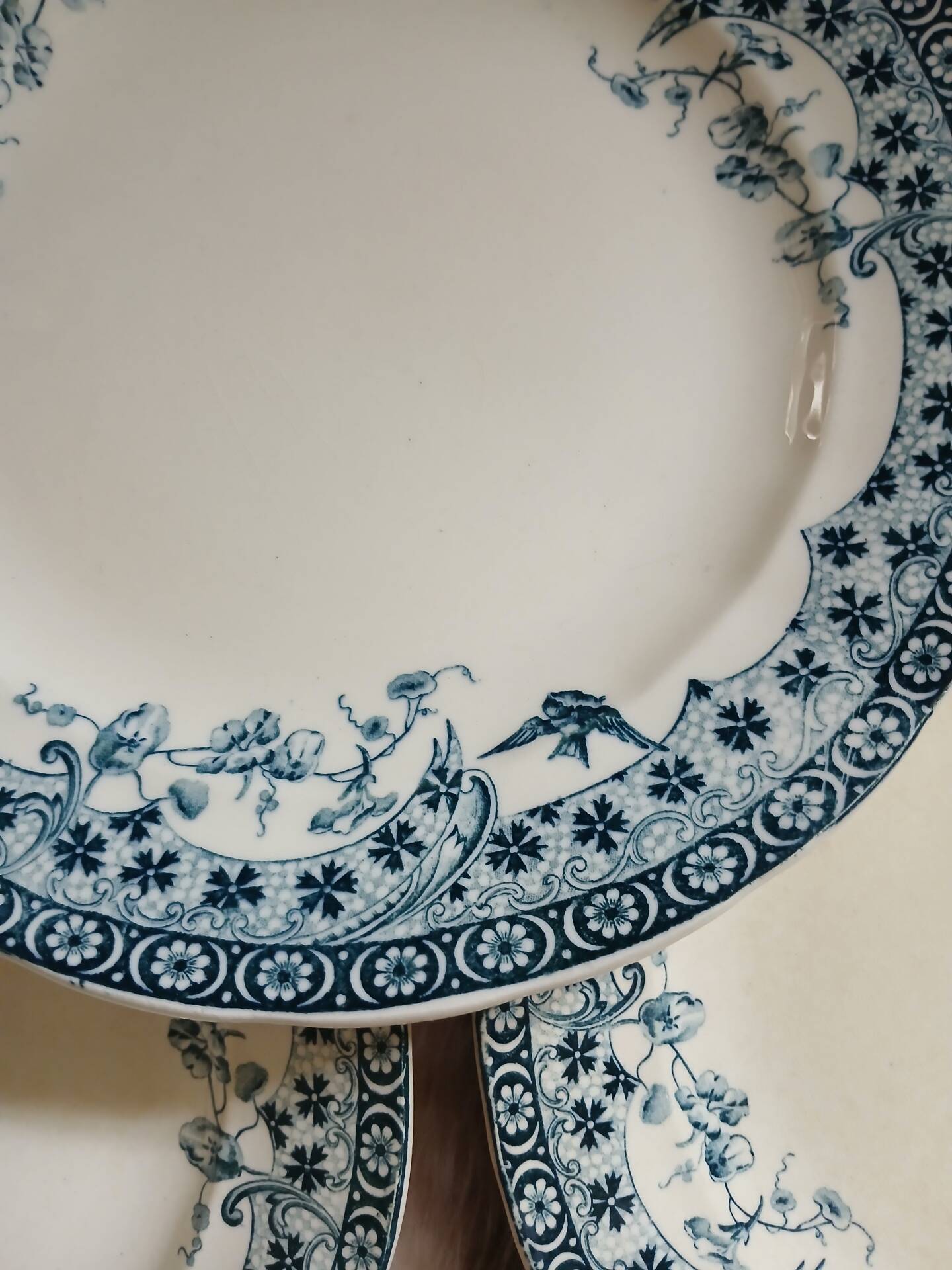6 antique flat plates in ironstone