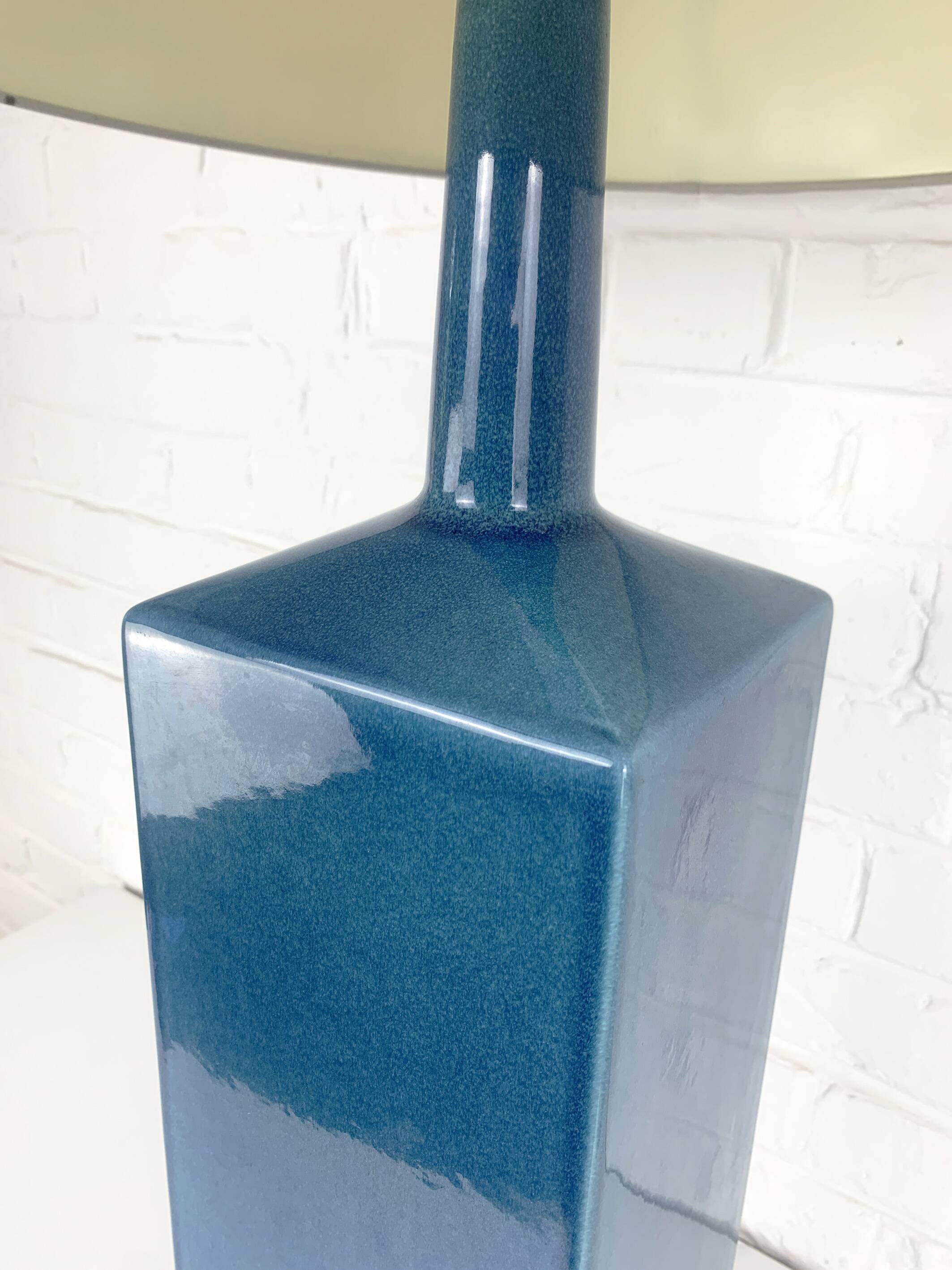 Le Klint Floor Lamp Model No. 357 in blue ceramic, glazed stoneware, Denmark