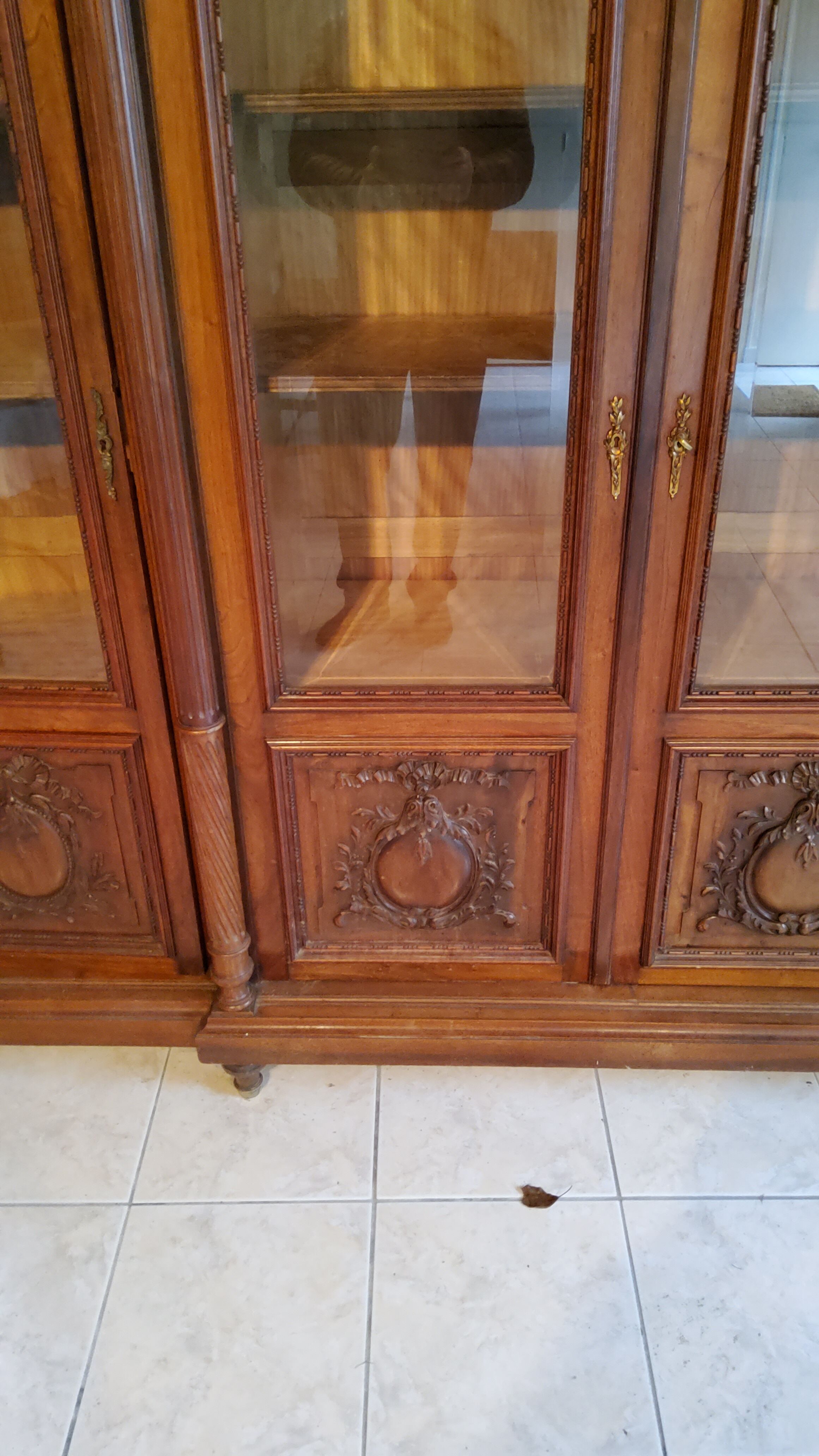 Late nineteenth century Louis XVI style library in walnut