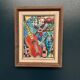 Huile sur toile suédoise « Nature morte avec guitare » par Josef José vintage 25×31 cm