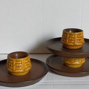 Trois coquetiers céramique ceramano germany années 50