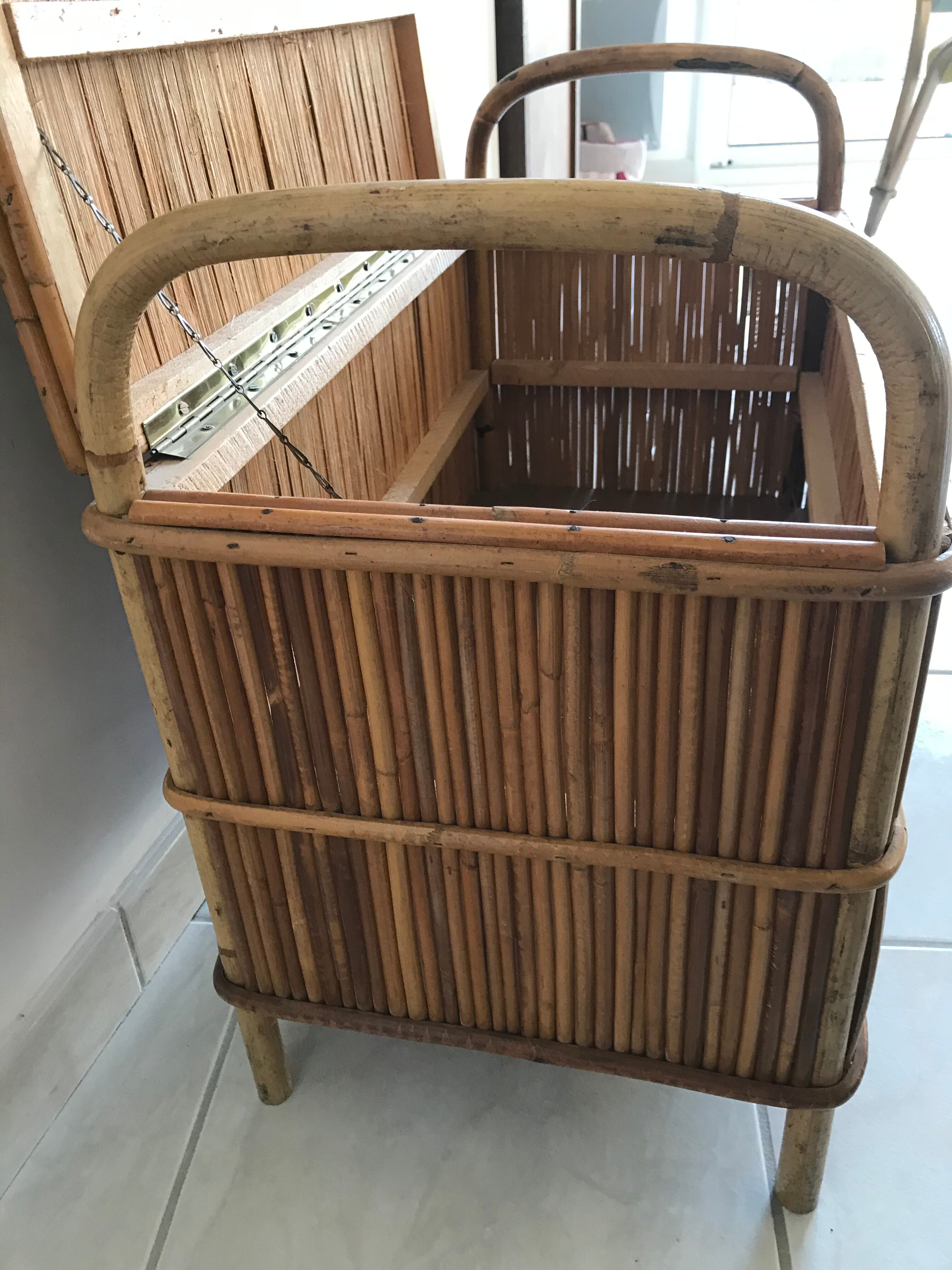 Vintage bamboo rattan chest from the 60s