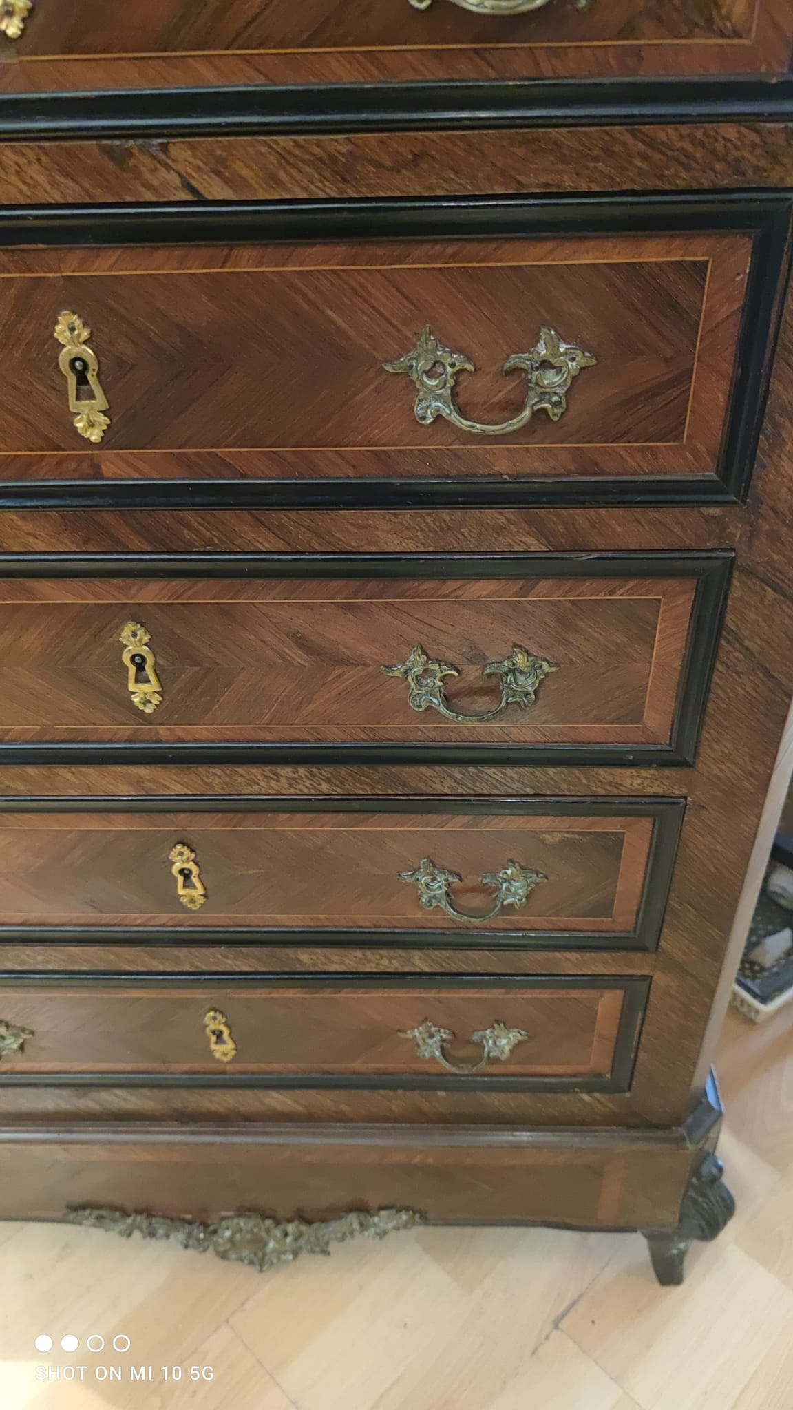 Weekly cabinet in rosewood from Rio and India and blackened pear Napoleon III