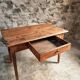 Table de ferme rustique en pin et cerisier, 1 tiroir, années 1930