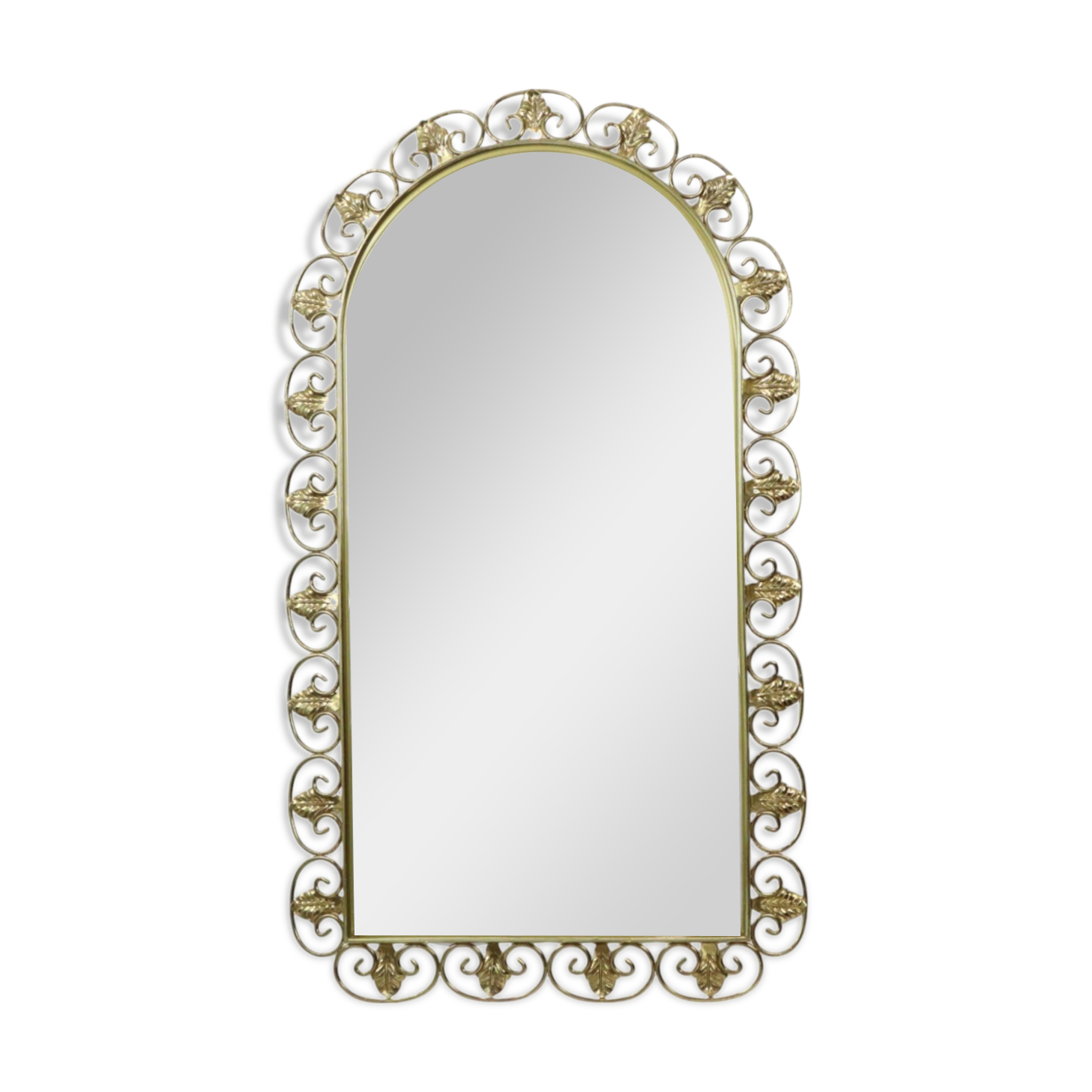 Miroir Deknudt Vintage Doré Métal Cuivré Acanthe