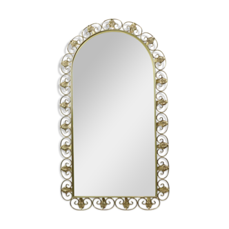 Miroir Deknudt Vintage Doré Métal Cuivré Acanthe
