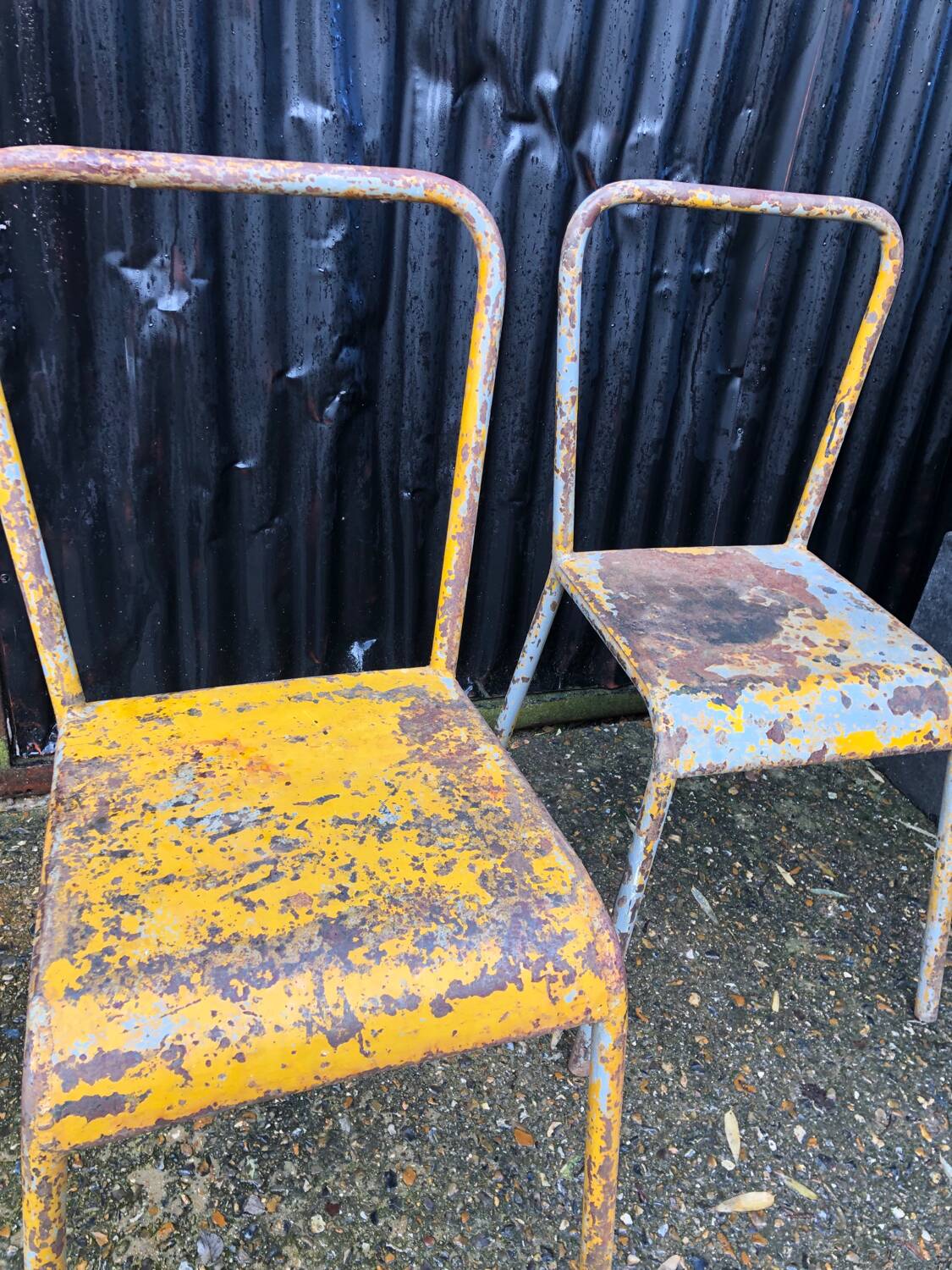 Pair of metal chairs