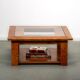Walnut burl and glass coffee table circa 1980