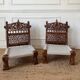 Pair of traditional Indian chairs made of carved wood and rope