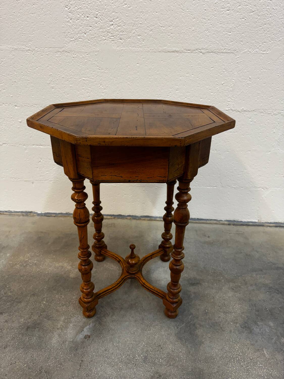 English octagonal inlaid table