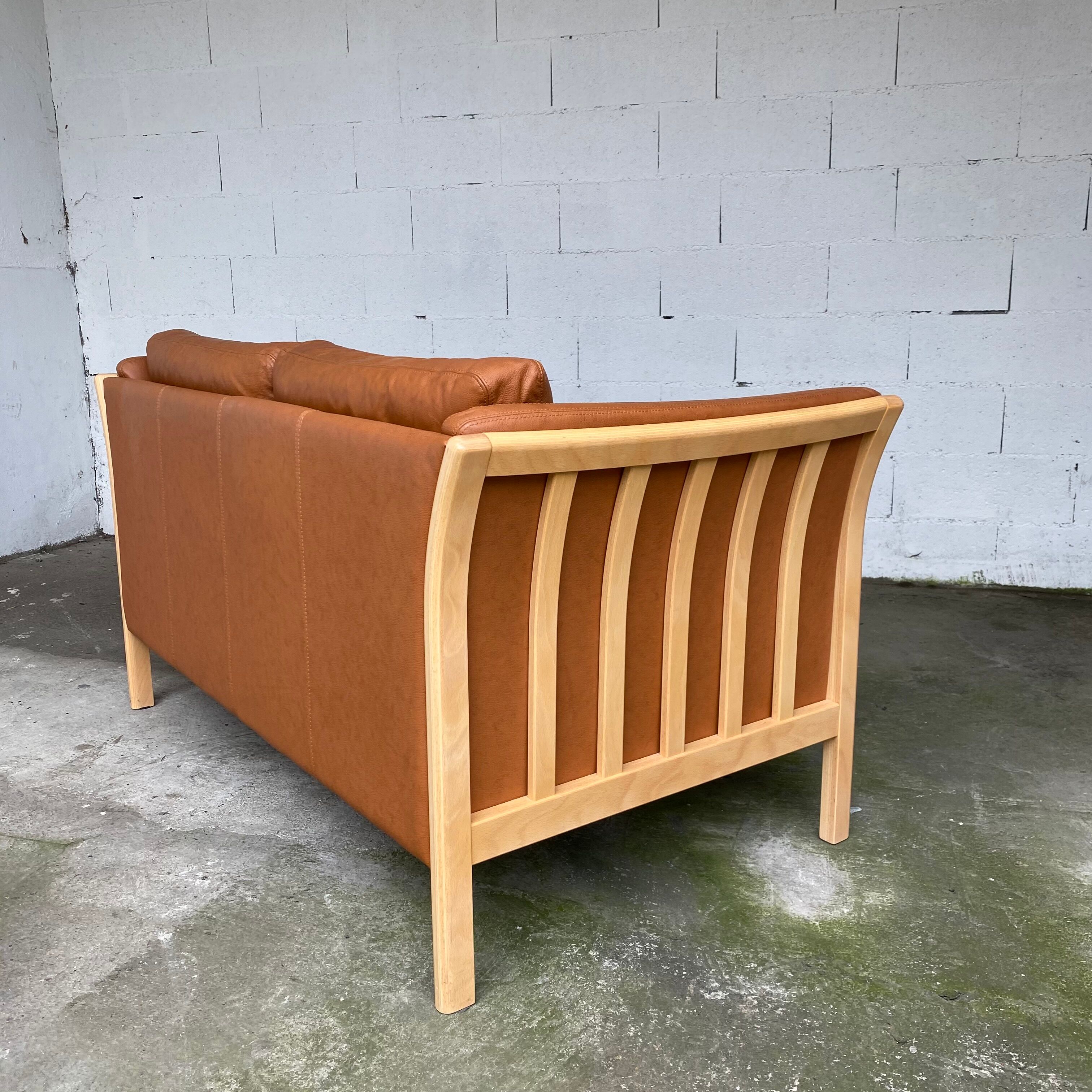 Sofa 2 seater Danish by Mogens Hansen- Cognac Leather